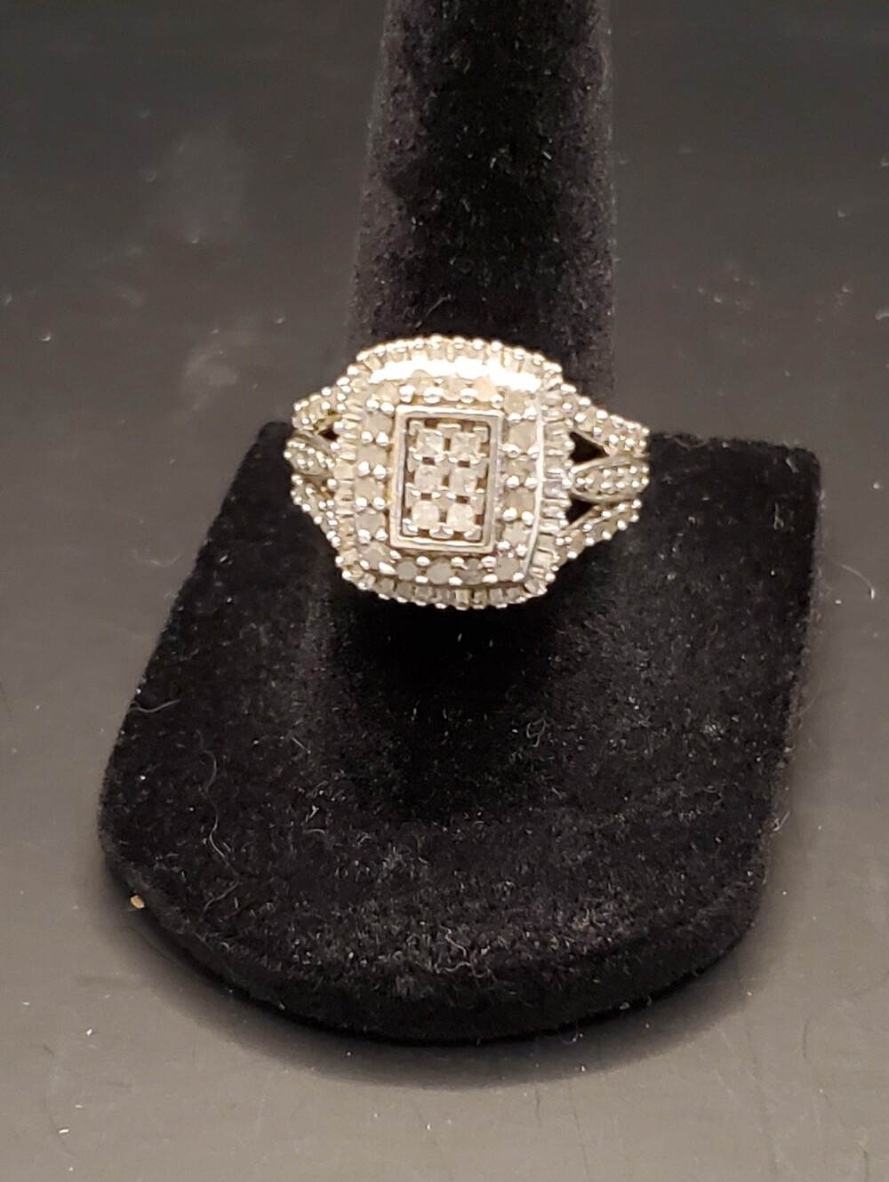 Authentic Gems En Vogue Michael Valitutti 925 Diamond Cluster Ring 6.5
